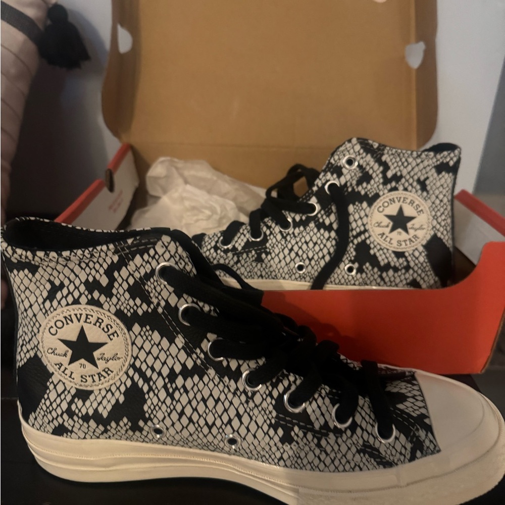 Converse Black and White Patterned High Tops